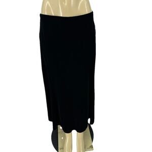 J. Jill Medium Women Black Stretch Pull On Velvet Velour Midi Skirt A-Line D15